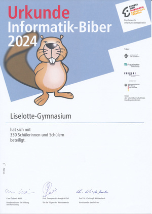 Urkunde Informatik Biber 2024