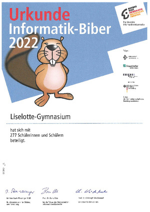 Urkunde Informatik Biber 2022